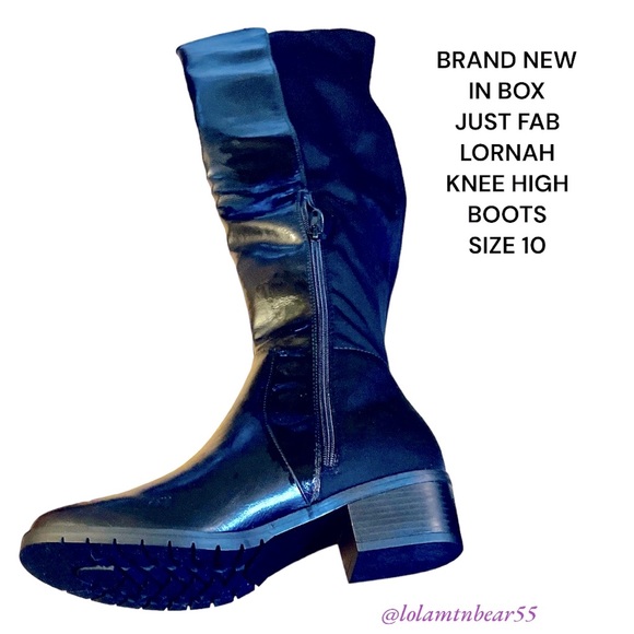 BRAND NEW JUST FAB KNEE HIGH BLK BOOTS-SOFT SILKY/STRETCH BACK & FLAT HEEL-SZ 10 - Picture 6 of 16